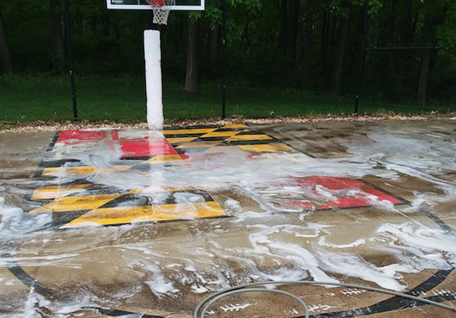 Pressure Washing Basketball Court Before Image